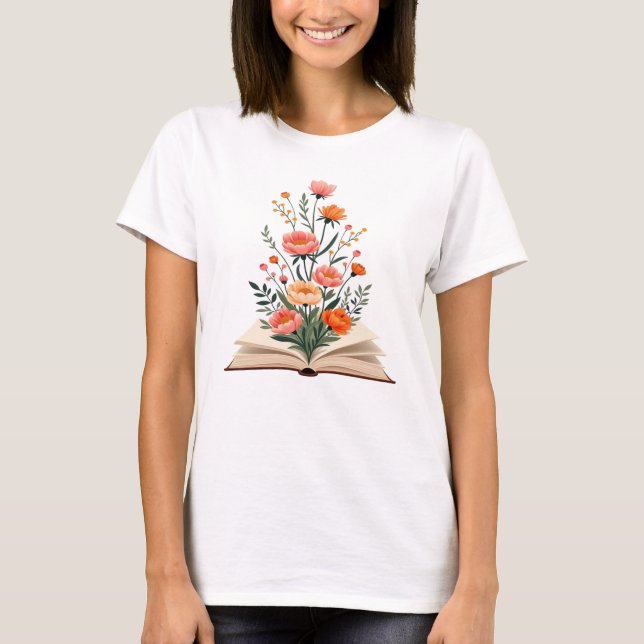 Camiseta book and flowers (Frente)