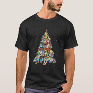 Camiseta Book Christmas Tree Funny Library Reading Lover Li