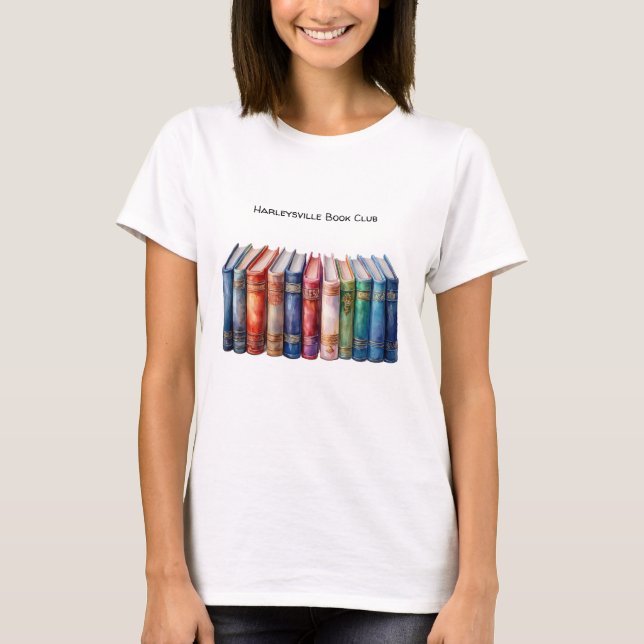 Camiseta Book Club Customizable Text Hardcover Books (Frente)