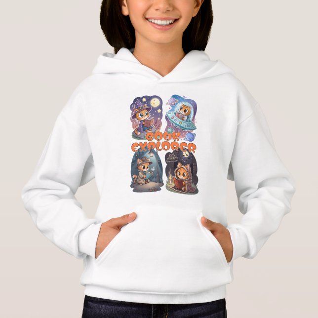 Camiseta Book Explorer – Cute Cat Reading Adventure (Frente)