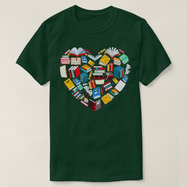 Camiseta Book Lover Heart Shreading Club Bibliotecarian Lib (Frente do Design)