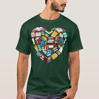 Camiseta Book Lover Heart Shreading Club Bibliotecarian Lib