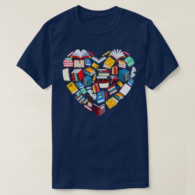 Camiseta Book Lover Heart Shreading Club Bibliotecarian Lib (Frente do Design)