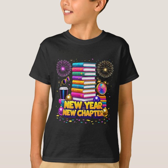 Camiseta Book Lovers Happy New Year Chapter 2026 Bookworm F (Frente)