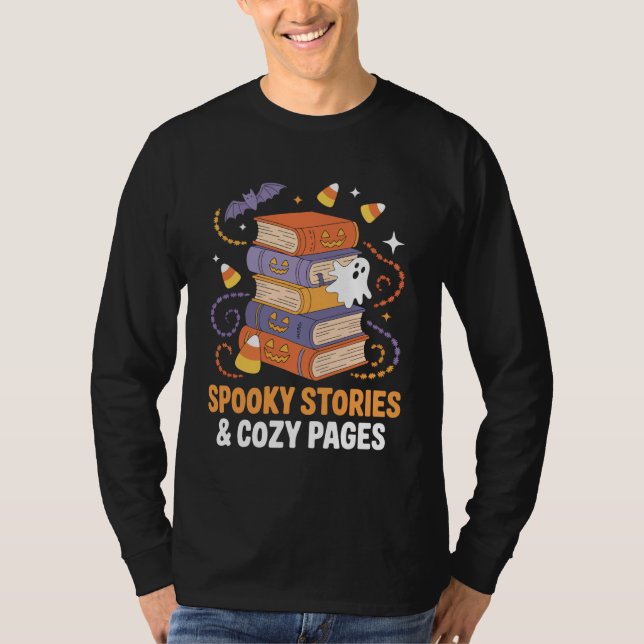 Camiseta Book Reading Halloween Spooky Stories & Cozy Pages (Frente)