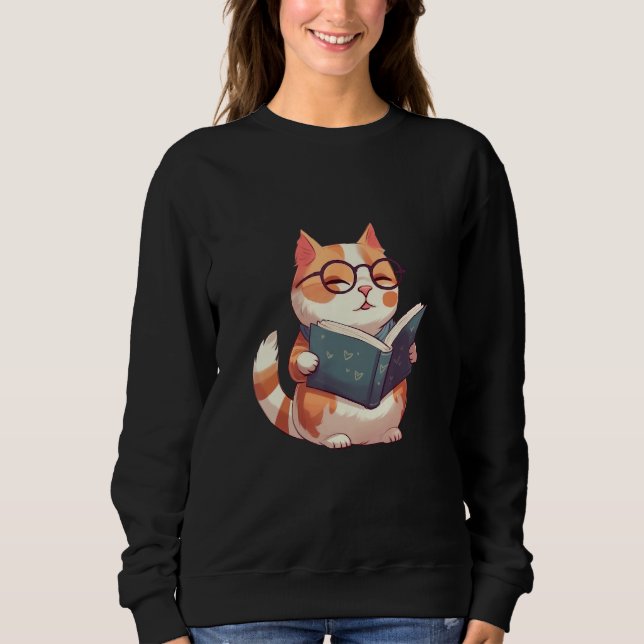 Camiseta Bookish Cat with Glasses  Cute & Intellectual Desi (Frente)