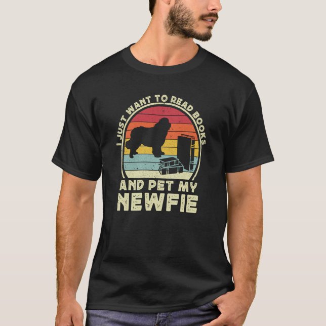 Camiseta Books And Newfie For Men Women Newfoundland Dog Da (Frente)