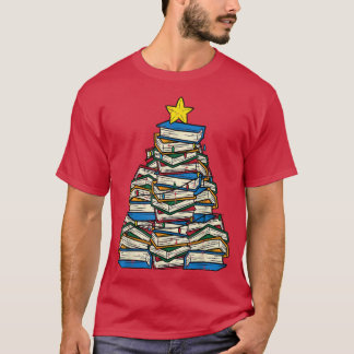 Camiseta Books Christmas Tree Reading Xmas PJs Teacher Libr