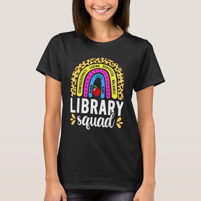 Camiseta Books Rainbow  For Librarian Women Library Squad (Frente)