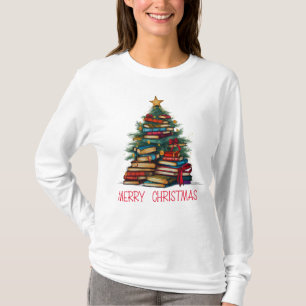 Camiseta Books Tree Feliz Natal Long Sleeve