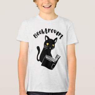Camiseta Booktrovert cat com livro