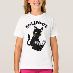 Camiseta Booktrovert cat com livro