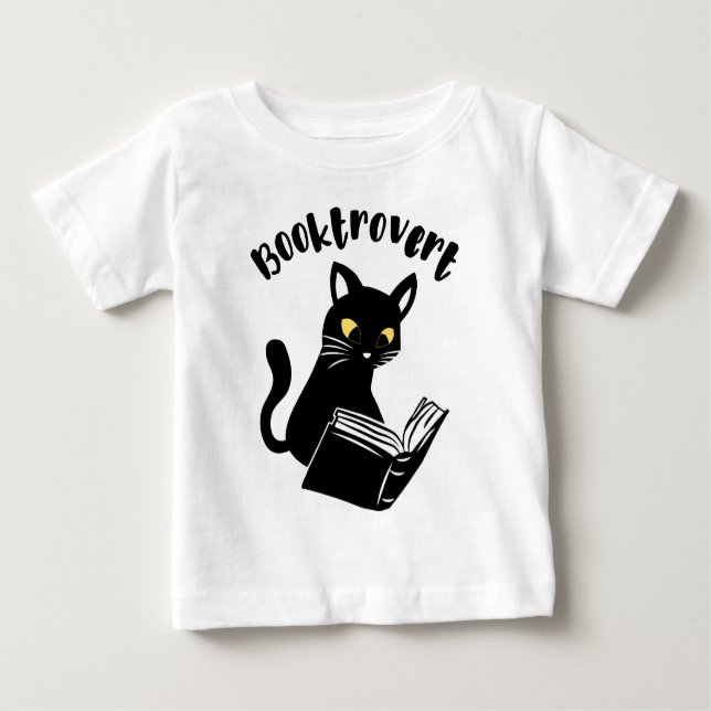 Camiseta Booktrovert cat com livro (Frente)