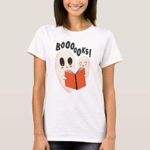 Camiseta Bookworm Engraçado Fantasma do Halloween Livros de