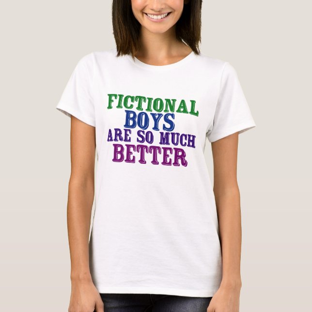 Camiseta Bookworm Engraçado Os meninos fictícios são muito  (Frente)