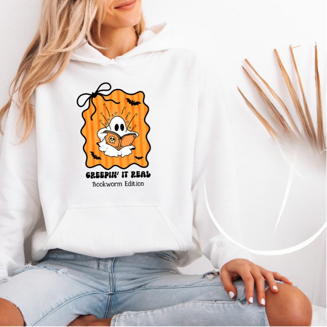 Camiseta Bookworm Ghost Reading Retro Arco Creepin' It Real (Criador carregado)