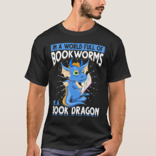 Camiseta Bookworm Lendo Dragão Livro de Criaturas Míticas D