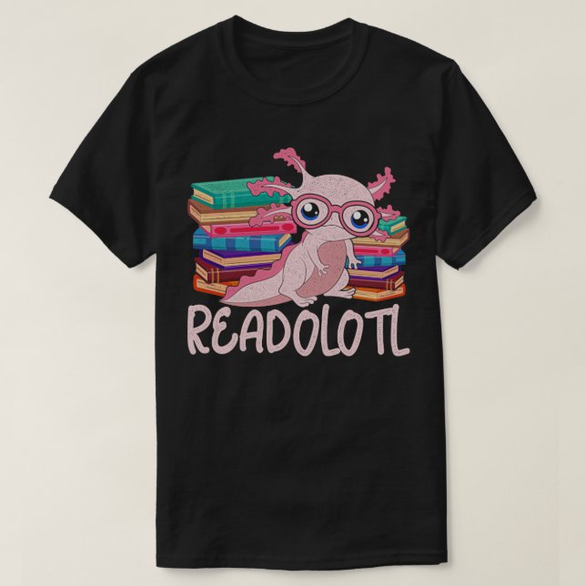 Camiseta Bookworm Readolotl Axolotl (Frente do Design)