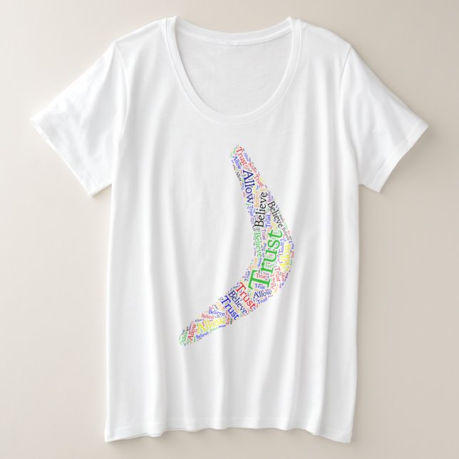 Camiseta Boomerang Permitir, Acredite, Confiar (Frente do Design)