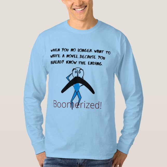 Camiseta Boomerangado de Capa Longa Básico Azul 'Já Conheci (Frente)