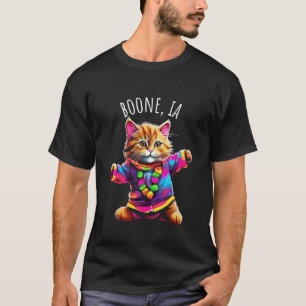 Camiseta Boone IA EUA Design de Gato Dançante Divertido Fof