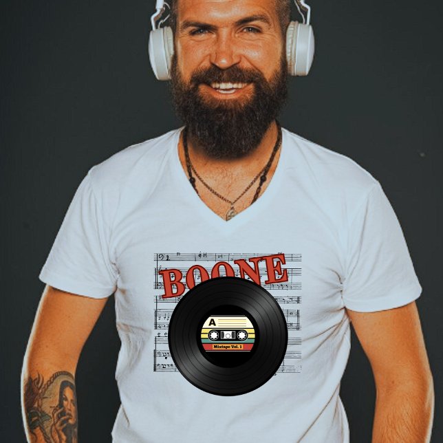 Camiseta Boone Vinyl Record Player Music Lover (Criador carregado)