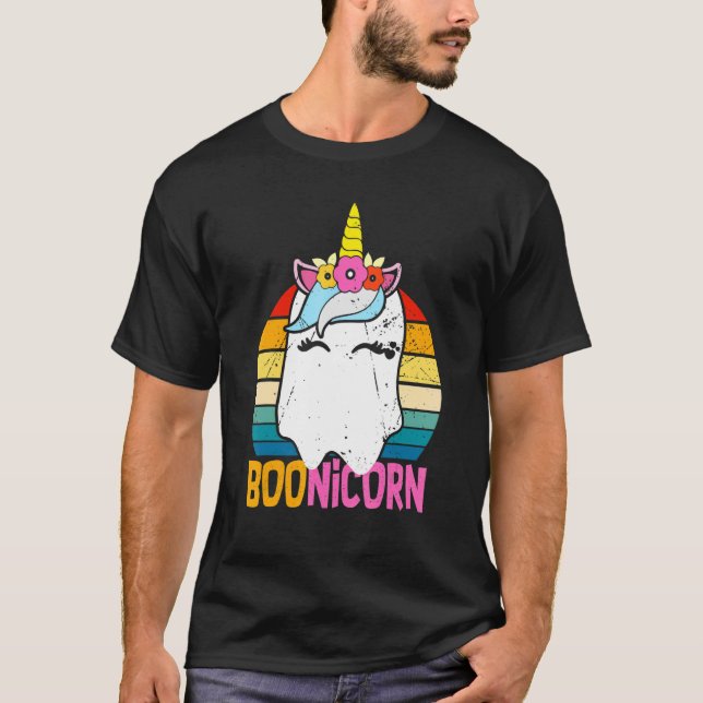 Camiseta Boonicorn Ghost Unicorn Boo Retro Halloween Girls (Frente)
