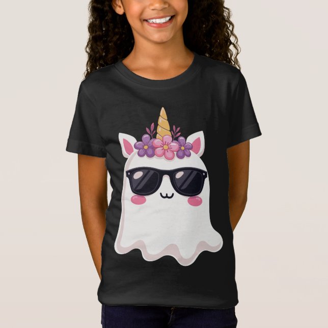 Camiseta Boonicorn Halloween Cute Unicorn Boo Ghost Kids (Frente)