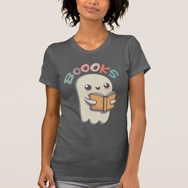 Camiseta Boooks - Cute ghost reading a book (Frente)