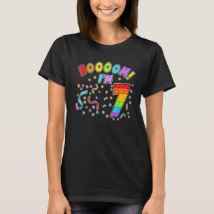 Camiseta Booom, tenho 7 anos para crianças 7 aniversário de