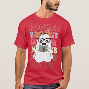 Camiseta Booooks Groovy Cute Ghost Book Retro Reading Hallo