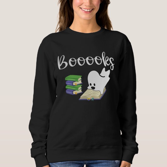 Camiseta Booooks Halloween Ghost Reader  Reading Boo Costum (Frente)