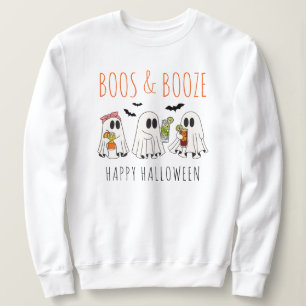 Camiseta Boos e Bebidas Engraçado Fantasma Fofo Halloween A