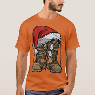 Camiseta Boot Santa Hat Natal Combate Veterano S