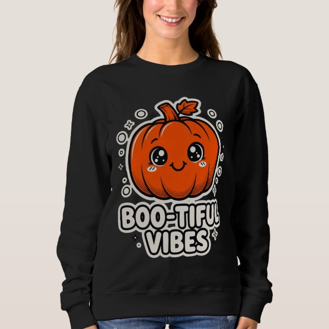Camiseta Bootiful Vibes Pun Halloween Tee (Frente)