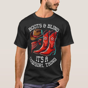 Camiseta Boots and Bling Cowgirl Rodeo Horseback Wing