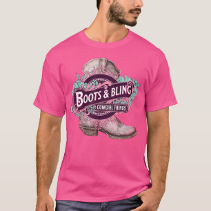Camiseta Boots and Bling Cowgirl Things Cute Western Counte