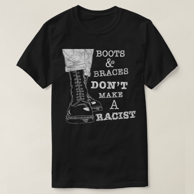 Camiseta Boots and Braces   AntiRacism Street Punks  Skinhe (Frente do Design)