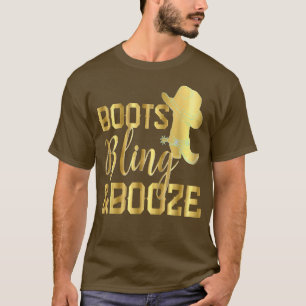 Camiseta Boots Bling and Booze Cowgirl Boots Noiva Bachelo
