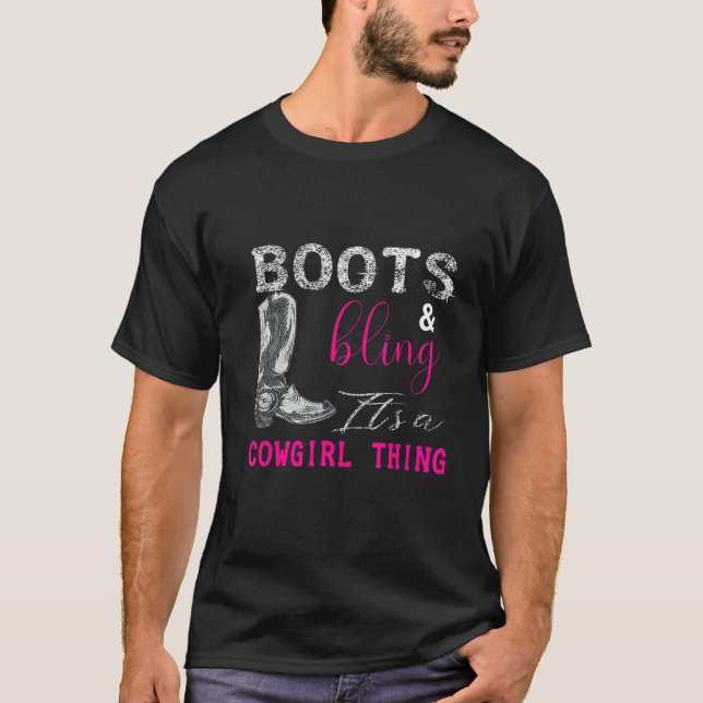 Camiseta Boots & Bling É uma vaqueira Coisa Cavaleiro Caval (Frente)