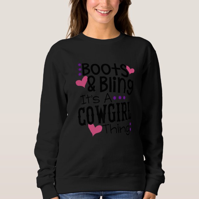 Camiseta Boots Bling It A Cowgirl Thing Bonito Love Country (Frente)