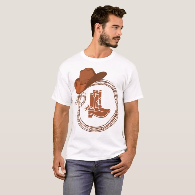 Camiseta Boots Boots do Boho Cowboy Ocidental (Frente Completa)