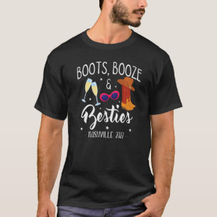 Camiseta Boots Booze Besties Bachelorette Nashville Girls T