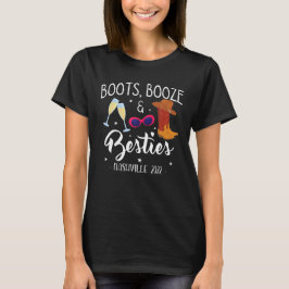 Camiseta Boots Booze Besties Bachelorette Nashville Girls T