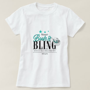 Camiseta Boots 'n Bling Disco Bachelorette Teal ID925