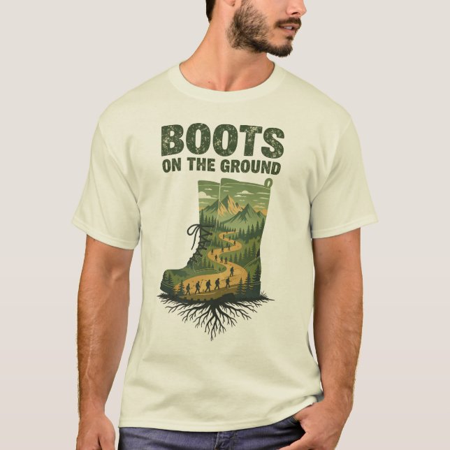 Camiseta Boots on the Ground - Arte de Dupla Expos (Frente)