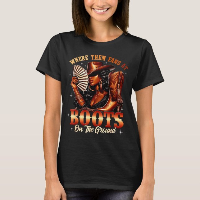 Camiseta Boots On The Ground Cowgirl Black Women Africa Bla (Frente)
