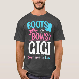 Camiseta Boots or Bows Gigi Gender Reveal Pregnancy Announc