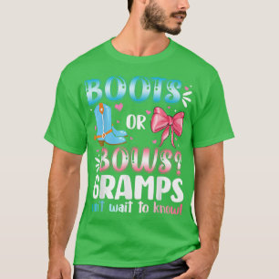 Camiseta Boots Or Bows Gramps Gender Reveal Baby Shower Pre