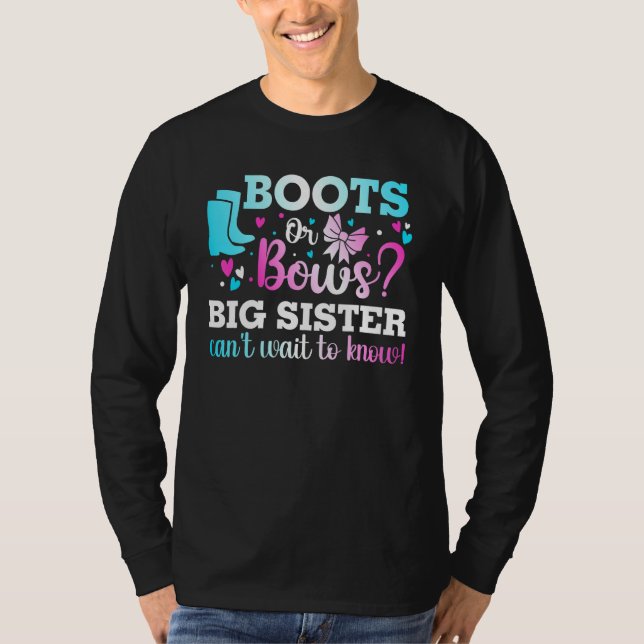 Camiseta Boots Ou Arcos Big Sister Gênero Revelem Chá de fr (Frente)